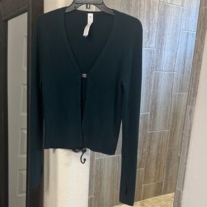 NWOT ALO Yoga Salana  knit Cardigan in Midnight Green Size Small